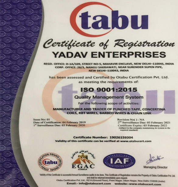Yadav Enterprises's Certificate